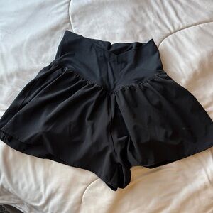 aerie Black High-Rise Flared Skort Shorts